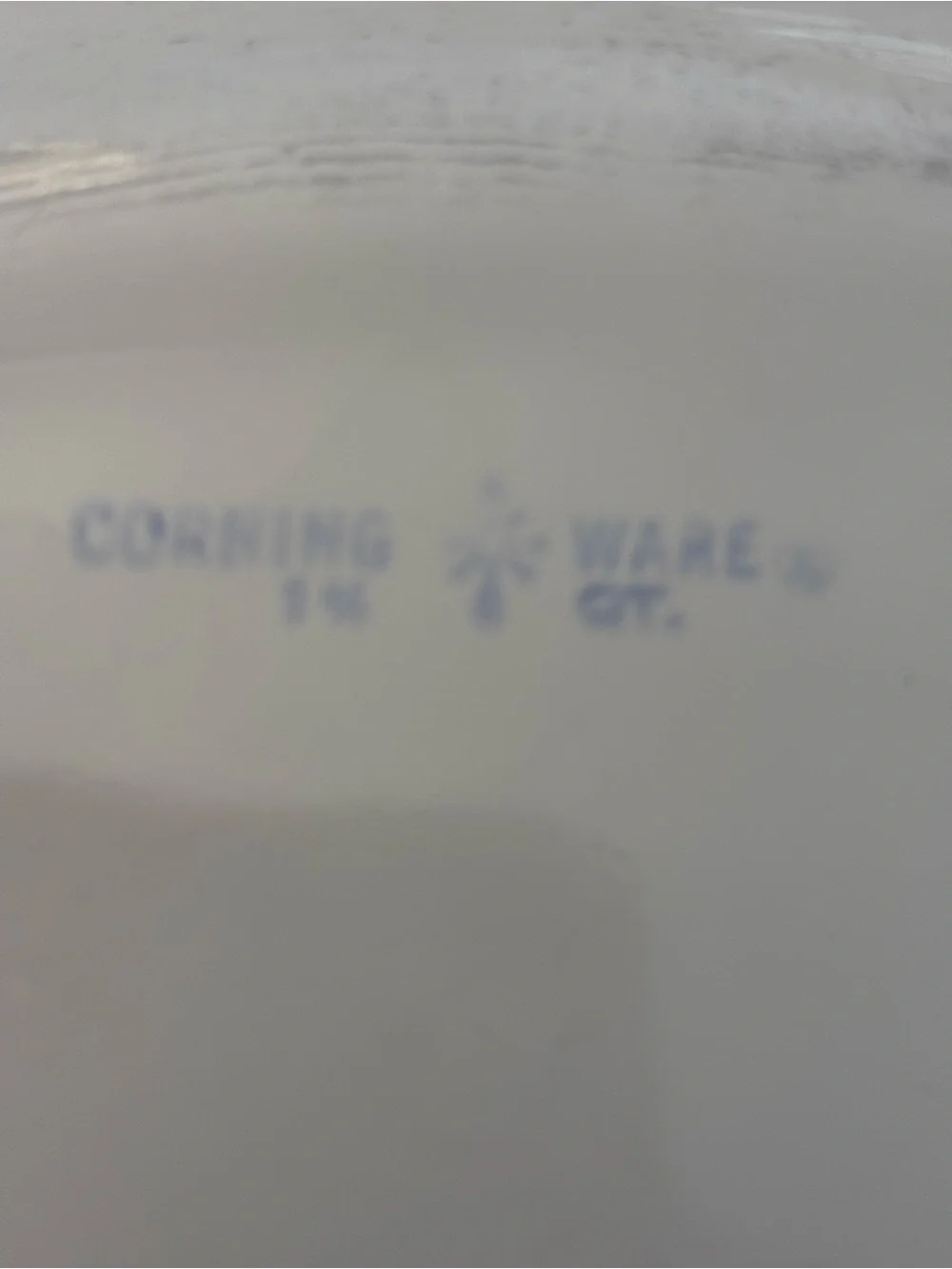 Corning ware 1960s 1 3/4 Quart White Casserole with Blue Floral Design